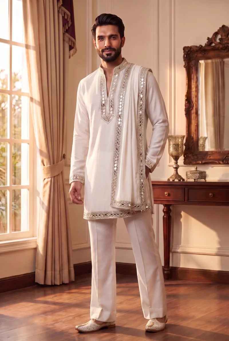Outluk Wedding Vol 52 Heavy Lachaka Mens Kurta Pajama With Dupatta 